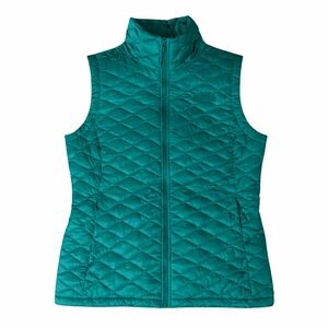 The North Face ThermoBall Vest Deep Teal Quilted Insulated High Neck Size Small
